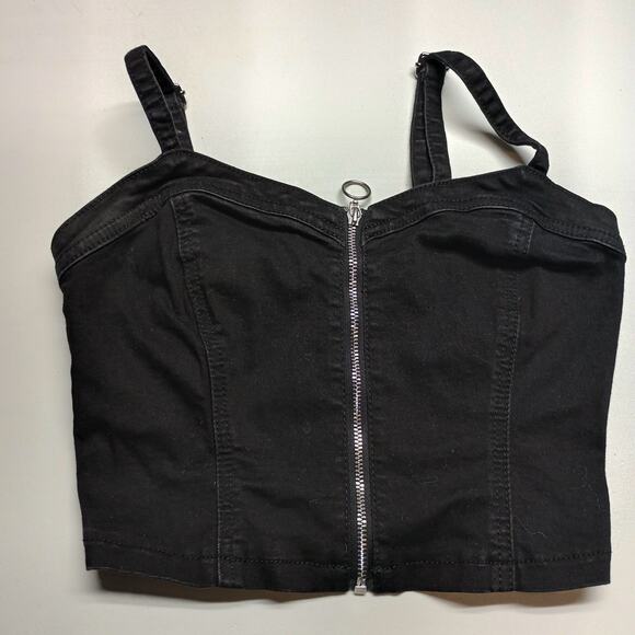 Guess Women Bustier Zip Front Sleeveless Cotton Top - Picture 2 of 8